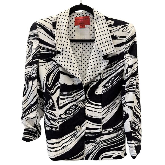 Emanuel Ungaro Jackets & Blazers - Emanuel Ungaro Paris Womens Artsy Blazer Size 8 Black White Polka Dot Lining